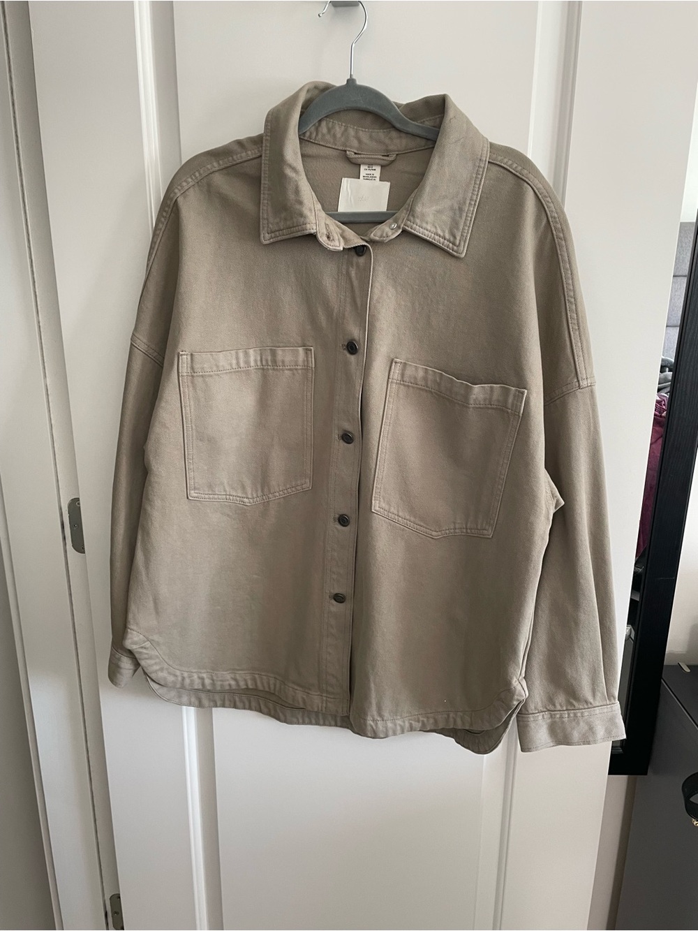 H&M Neutral Taupe Button-Front Overshirt